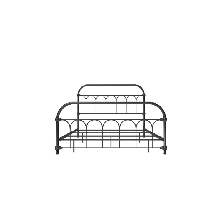 Charmfield Matte Black Queen Metal Bed with Headboard