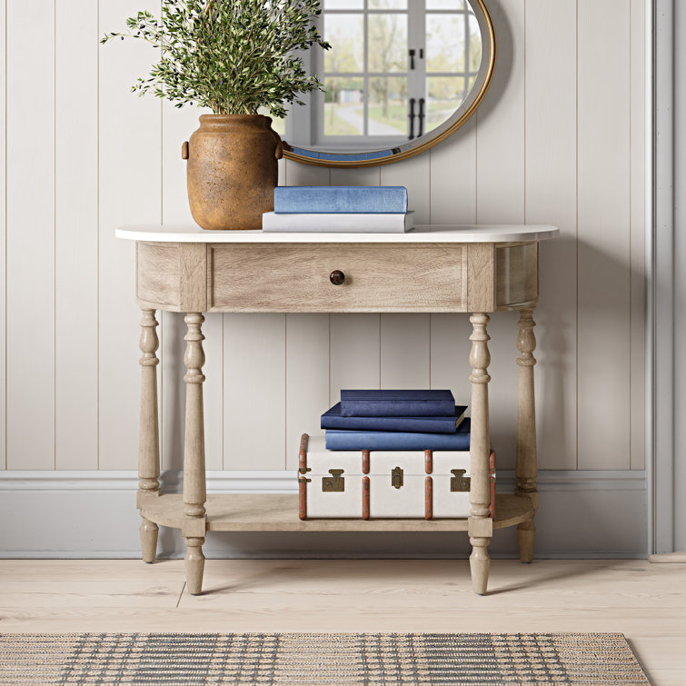Umber Elegance Marble-Top Console Table with Storage