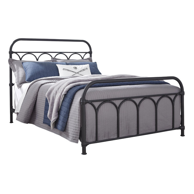 Nashburg Full Size Black Metal Frame Bed with Headboard