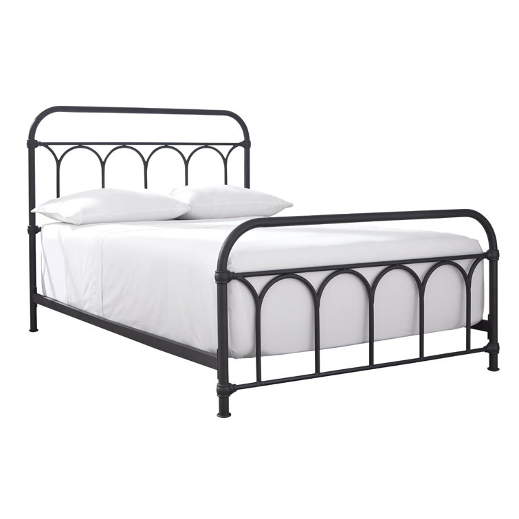 Nashburg Full Size Black Metal Frame Bed with Headboard