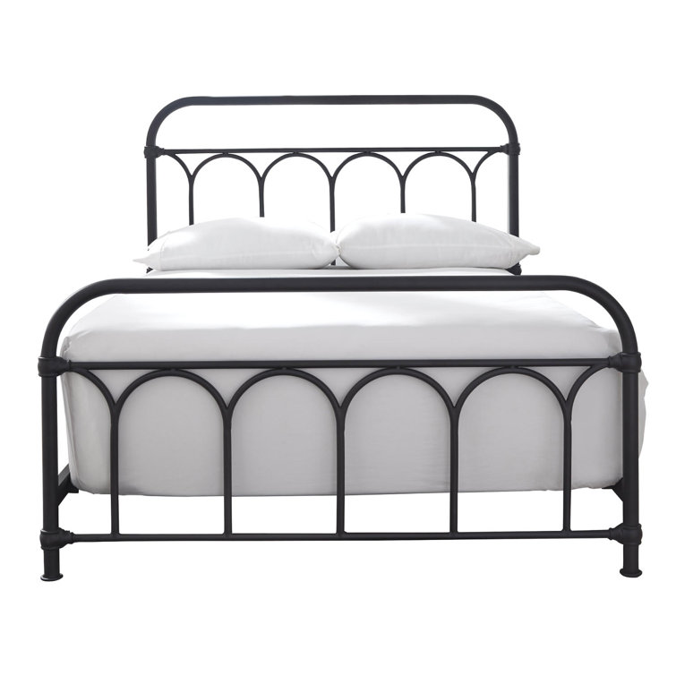 Nashburg Full Size Black Metal Frame Bed with Headboard