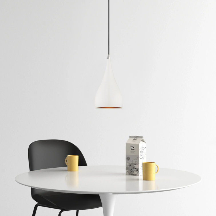 Shiny White Aluminum Teardrop Pendant Light