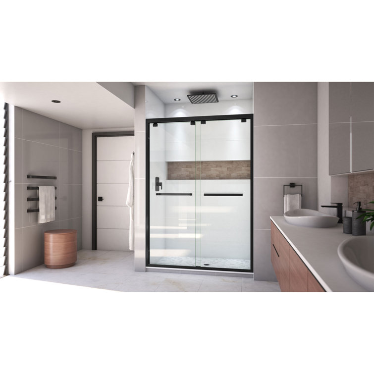 Encore 54" Satin Black Frameless Sliding Shower Door