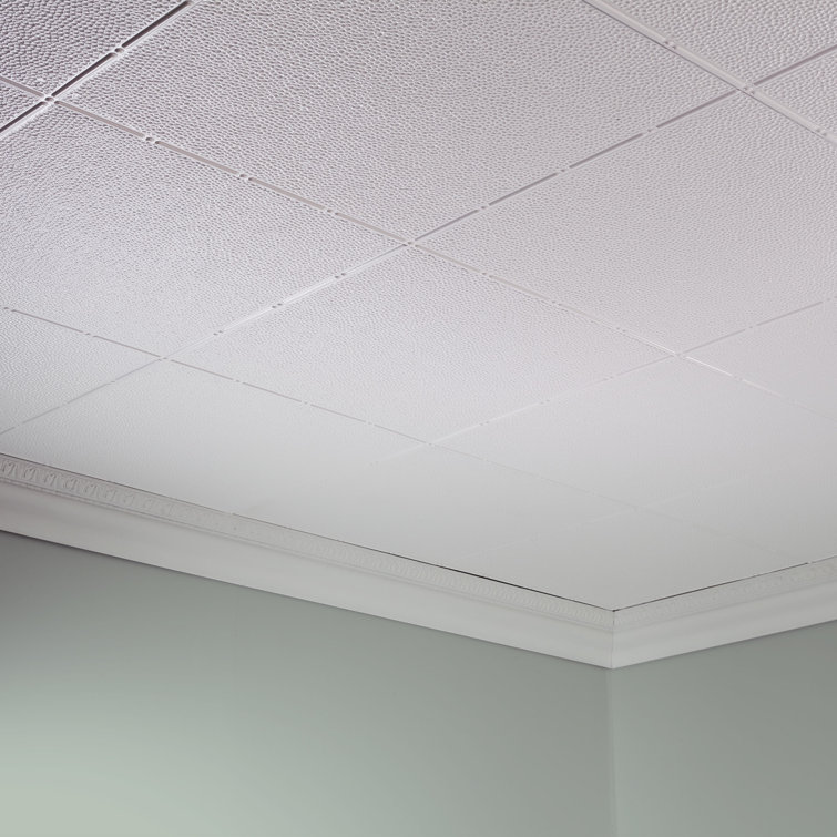 Gloss White Vinyl Glue Up Ceiling Tile 48'' x 24''