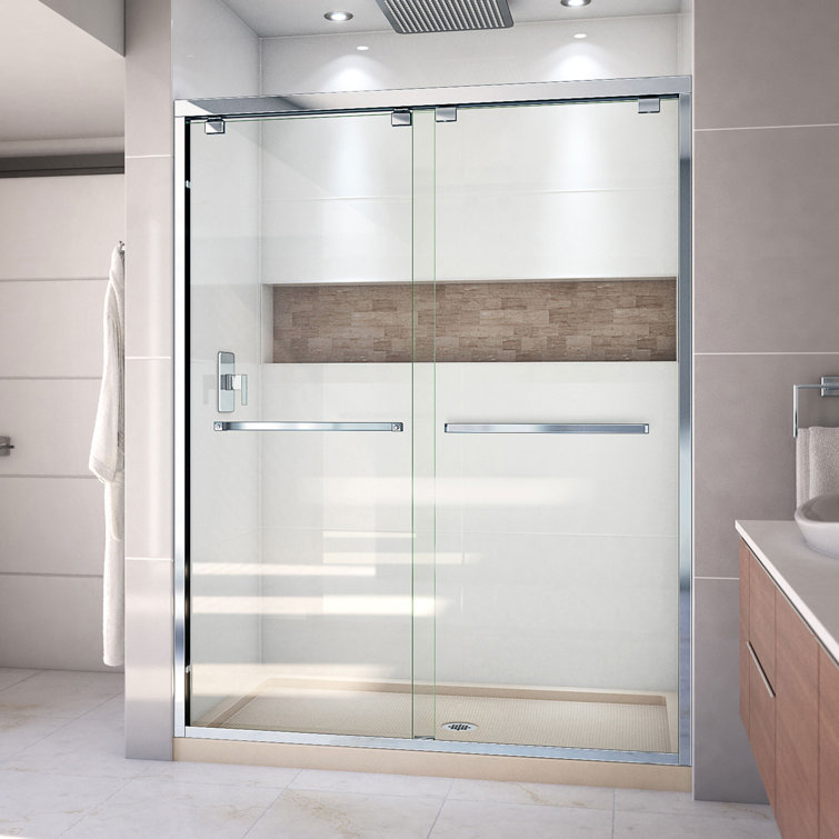 Encore 60" x 36" Semi-Frameless Sliding Shower Kit with Clear Glass
