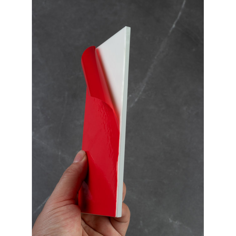 White Hand-Painted Glass Peel and Stick Subway Wall Tile
