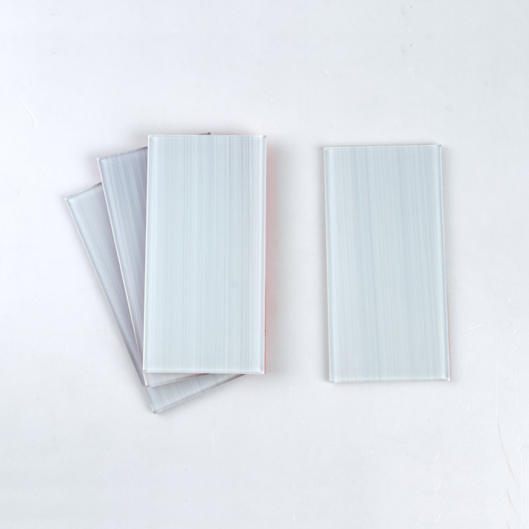 White Hand-Painted Glass Peel and Stick Subway Wall Tile