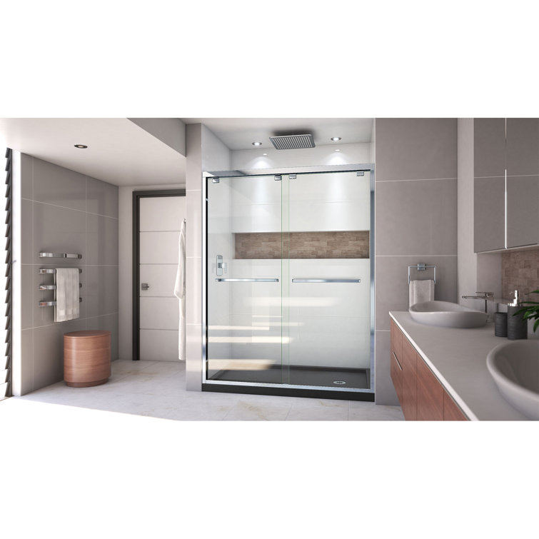 Encore 60" x 36" Clear Glass Semi-Frameless Sliding Shower Kit
