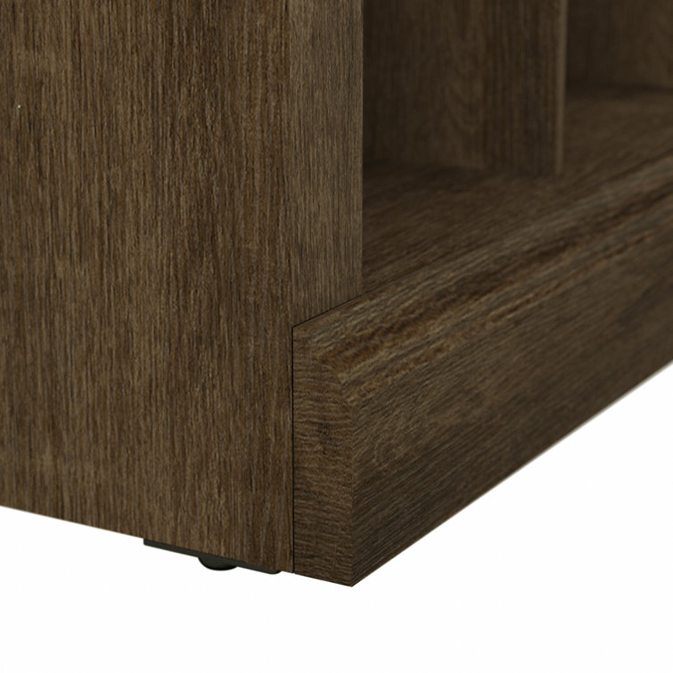 Ash Brown Engineered Wood Shoe Bench with 6 Storage Compartments