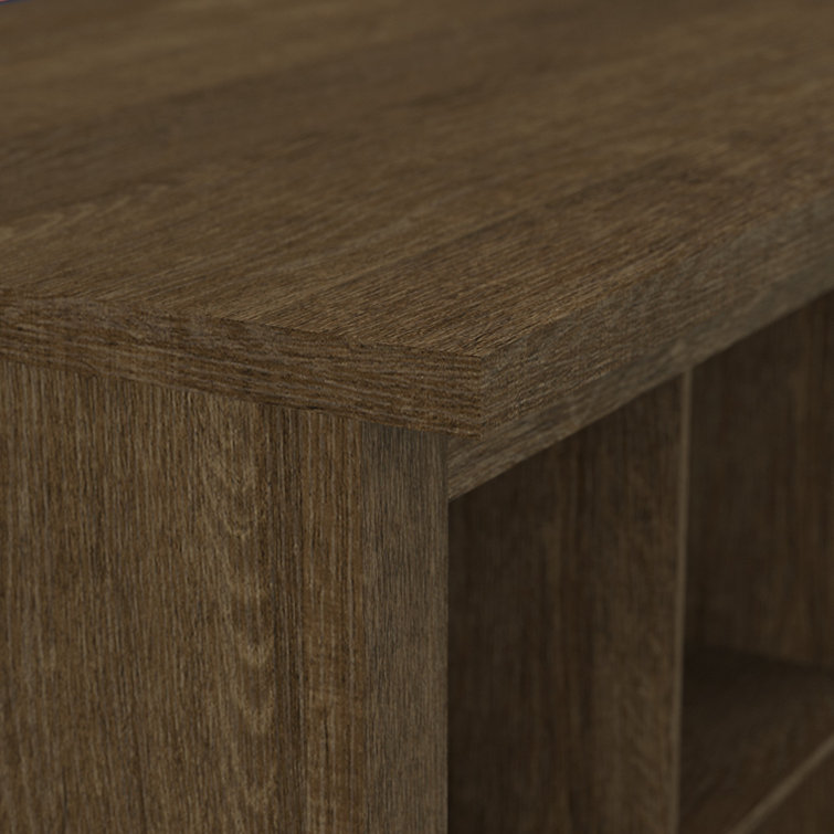 Ash Brown Engineered Wood Shoe Bench with 6 Storage Compartments
