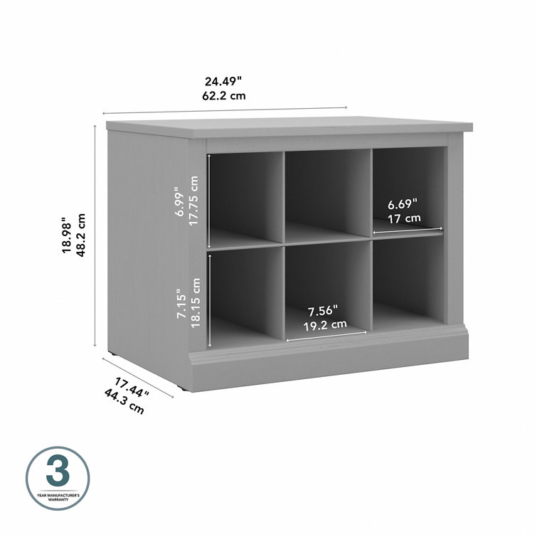 Cape Cod Gray Engineered Wood Entryway Shoe Storage Bench