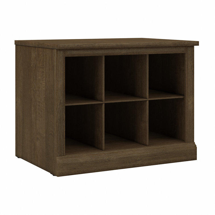 Ash Brown Engineered Wood Shoe Bench with 6 Storage Compartments