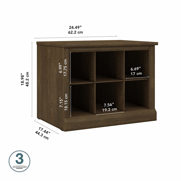 Ash Brown Engineered Wood Shoe Bench with 6 Storage Compartments