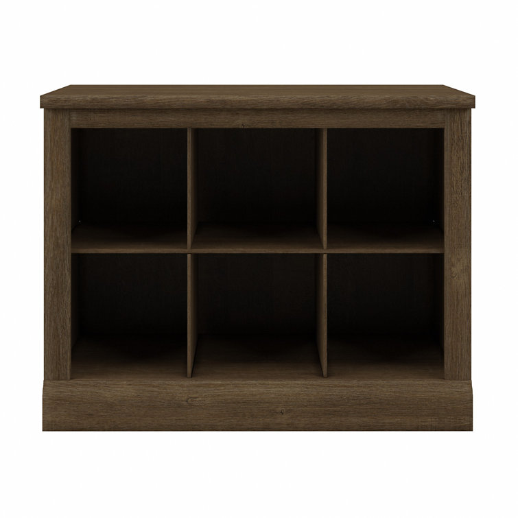 Ash Brown Engineered Wood Shoe Bench with 6 Storage Compartments