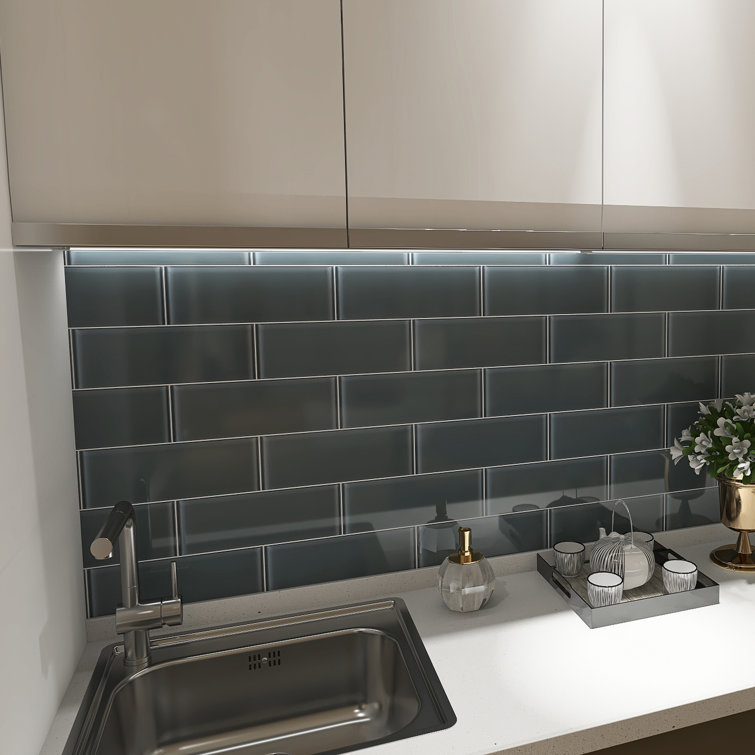 Slate Blue Glass Mosaic Subway Tile for Kitchen and Bathroom