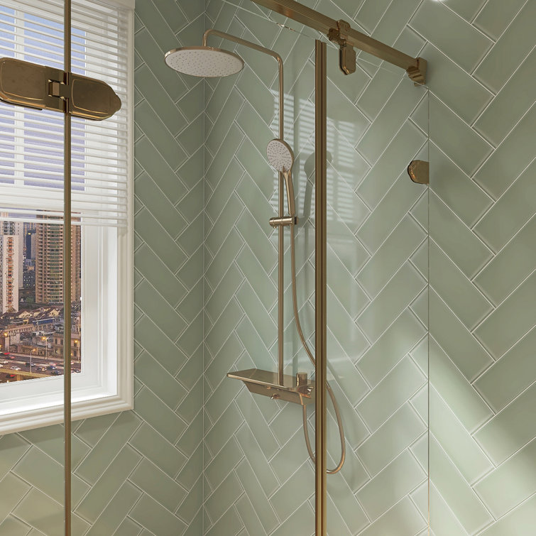 Gray 4'' x 12'' Glass Mosaic Subway Tile