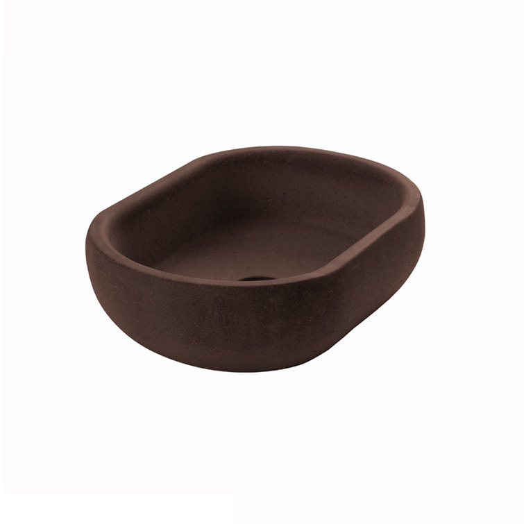 Terracotta Oval Concrete Above-Counter Bathroom Sink