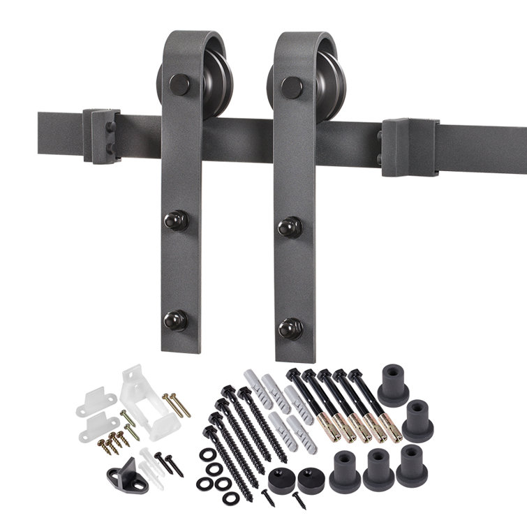 Matte Black Steel 96" Sliding Barn Door Hardware Kit