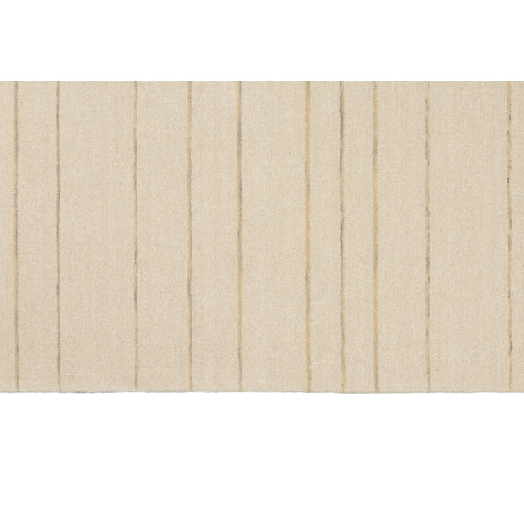 Handmade Ivory Wool Stripe Rug 8' x 10'
