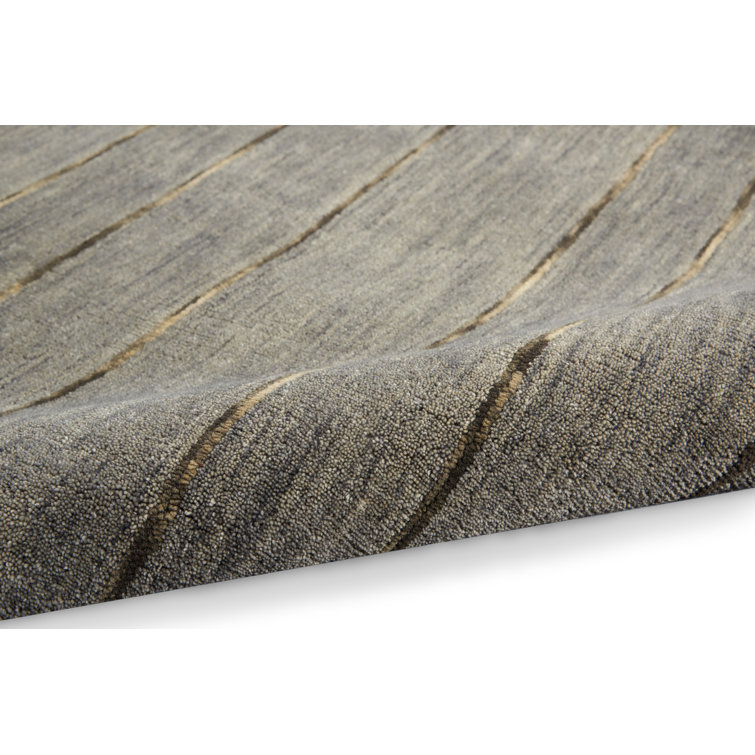 Charcoal Stripe Handmade Wool 8' x 10' Easy Care Rug