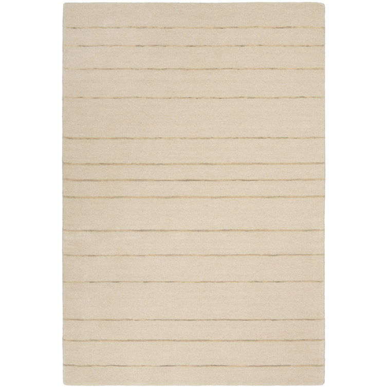 Handmade Ivory Wool Stripe Rug 8' x 10'