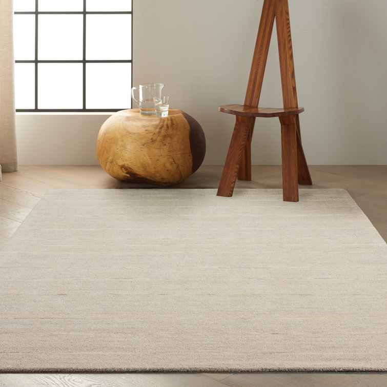 Handmade Striped Halo Gray Wool 5'3" x 7'3" Area Rug
