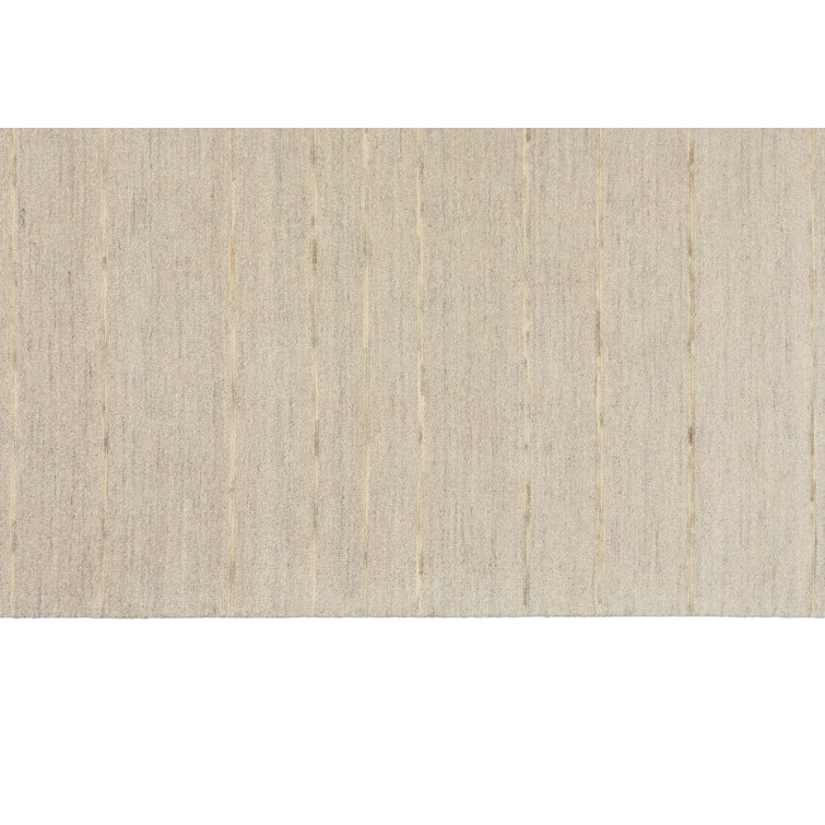 Handmade Striped Halo Gray Wool 5'3" x 7'3" Area Rug