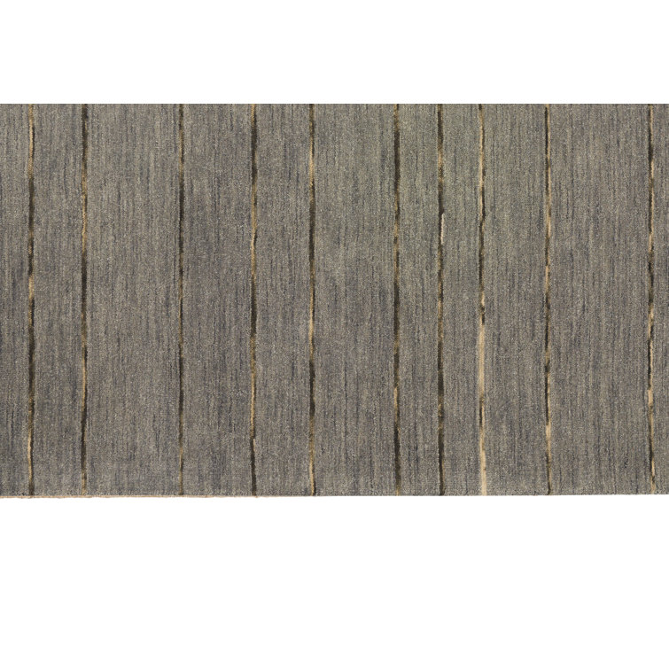 Charcoal Stripe Handmade Wool 8' x 10' Easy Care Rug