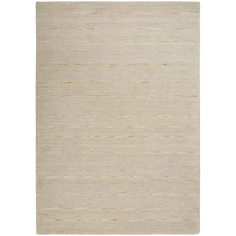 Handmade Striped Halo Gray Wool 5'3" x 7'3" Area Rug