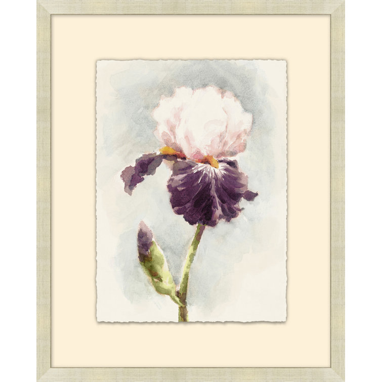 Framed Watercolor Purple Iris Floral Wall Art