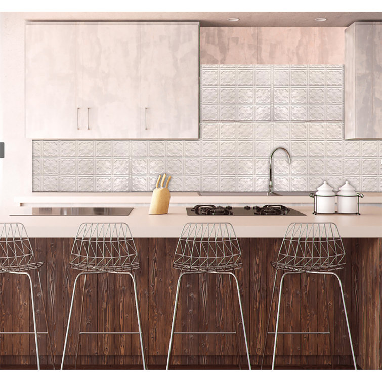 Creamy White Satin 24'' x 24'' Tin Backsplash Tiles Kit