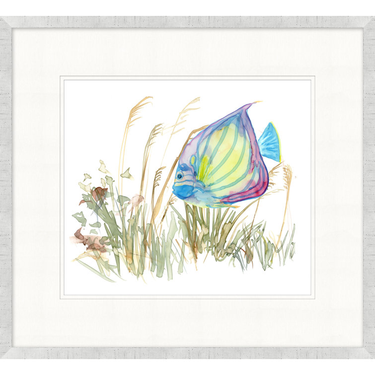 Silver Framed Watercolor Tropical Fish Print on Paper