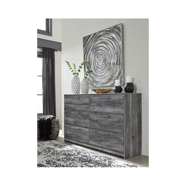 Coastal Charm Smokey Gray 6-Drawer Dresser with Modern Handles