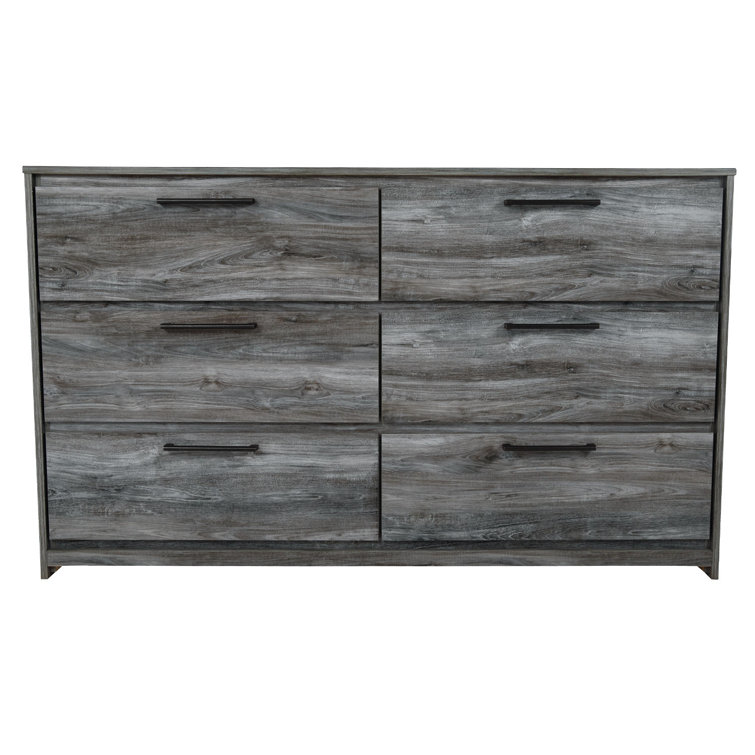 Coastal Charm Smokey Gray 6-Drawer Dresser with Modern Handles