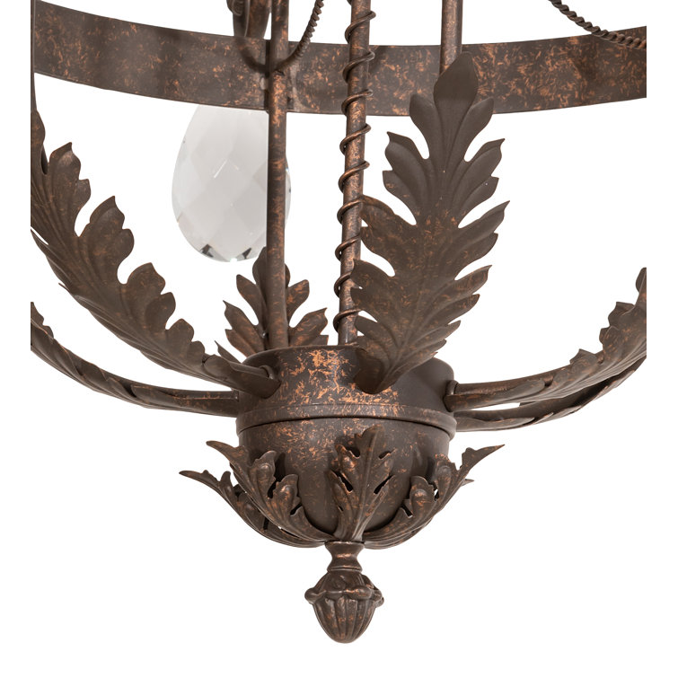 Antique Bronze 6-Light Crystal Chandelier with Faux Candlelights