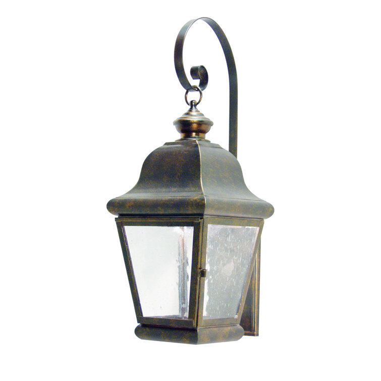 Golden Bronze 2-Light Clear Seeded Glass Wall Sconce