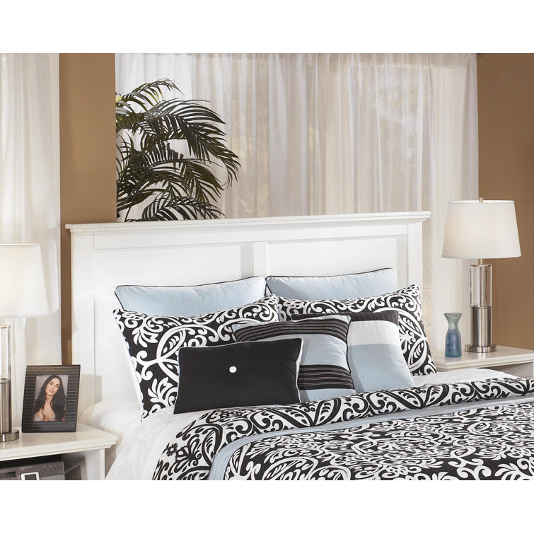 Crisp White Contemporary Queen Panel Bed with Sharp Lines