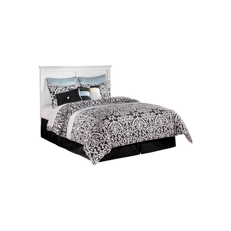 Crisp White Contemporary Queen Panel Bed with Sharp Lines