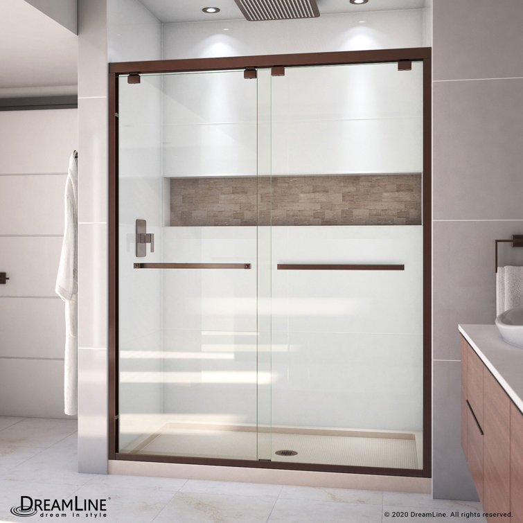 Encore 60" Black Semi-Frameless Sliding Shower Kit with Clear Glass