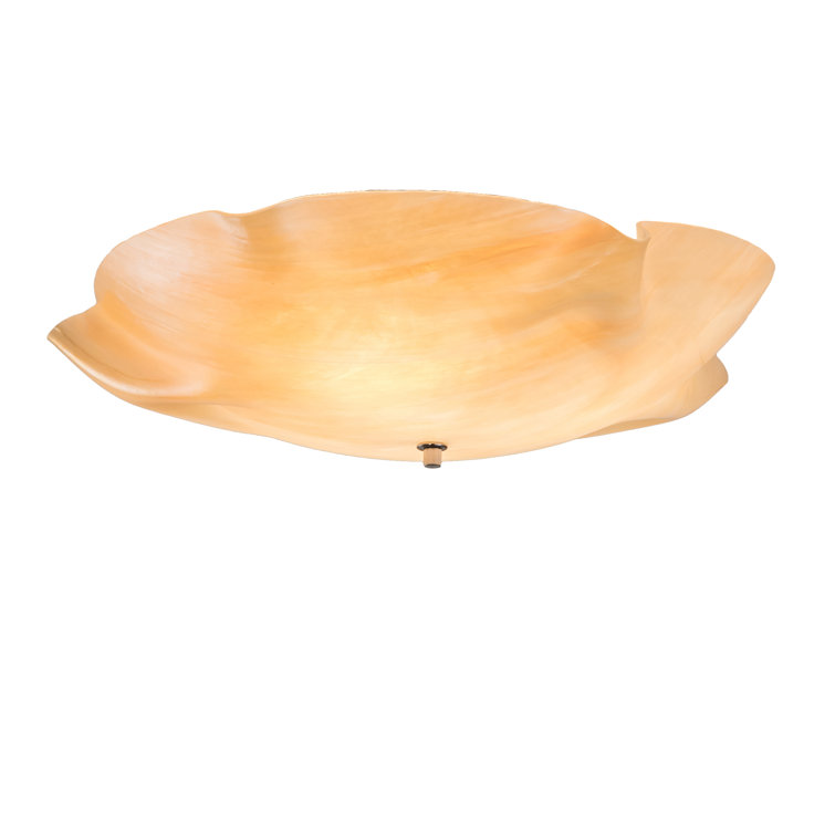 Beige White Clear Glass 3-Light Indoor/Outdoor Flush Mount