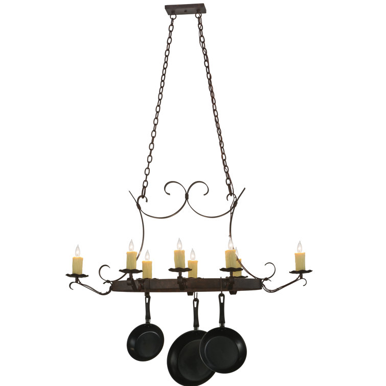Handforged Cajun Spice Metal Oval Chandelier Pot Rack