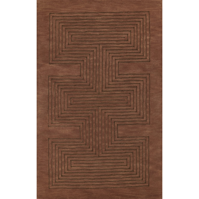 Simba Geometric Hand-Tufted Wool Rug 9' x 12' in Copper
