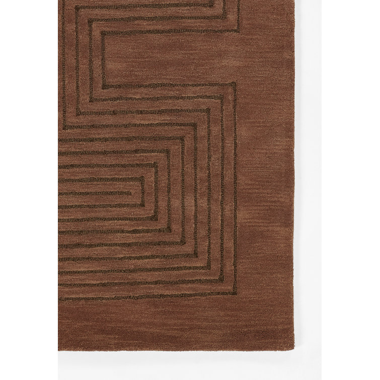 Simba Geometric Hand-Tufted Wool Rug 9' x 12' in Copper