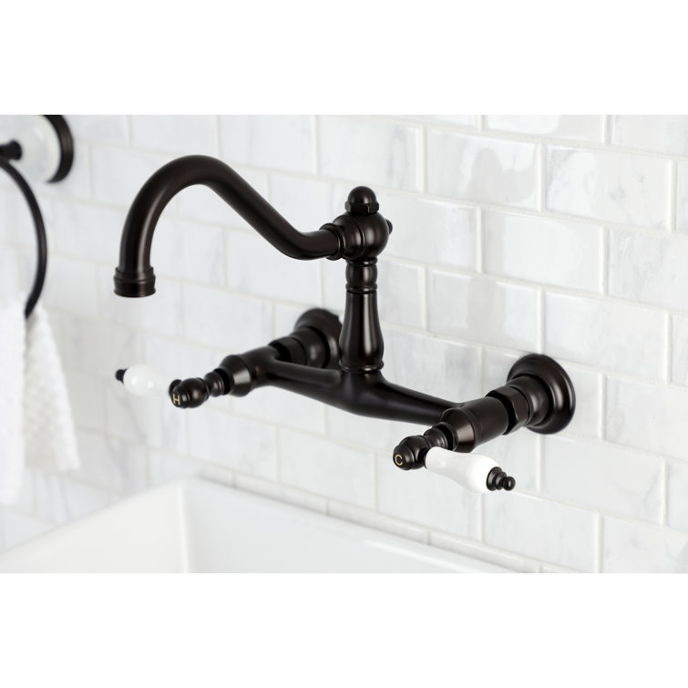 Elegant Traditional Oil Rubbed Bronze Wall Mount Bathroom Faucet