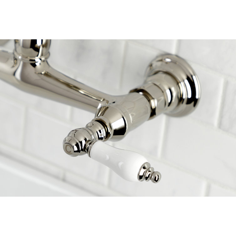 Vintage Elegance Polished Nickel Wall Mount Bathroom Faucet