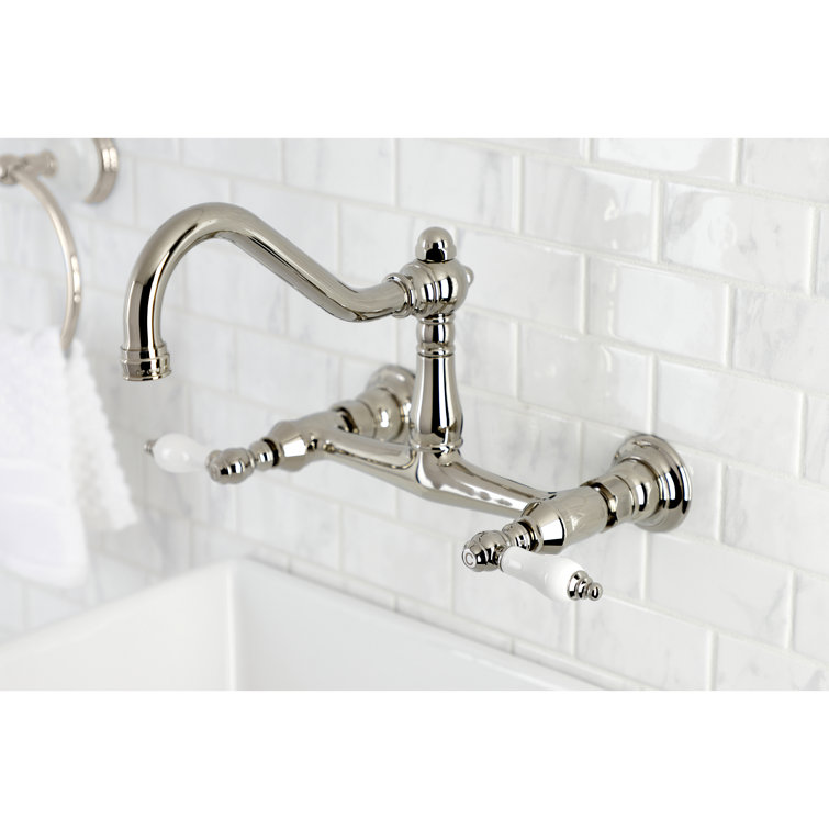 Vintage Elegance Polished Nickel Wall Mount Bathroom Faucet