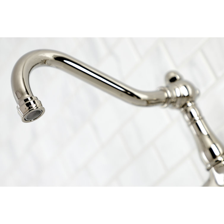 Vintage Elegance Polished Nickel Wall Mount Bathroom Faucet