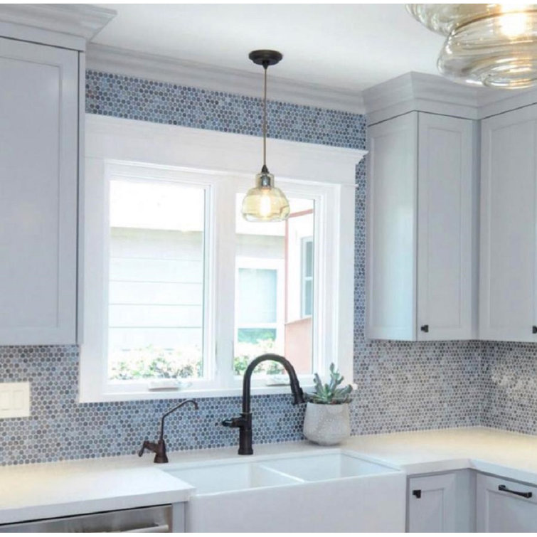 12" x 12" Mixed Gray Glass Penny Round Mosaic Tile