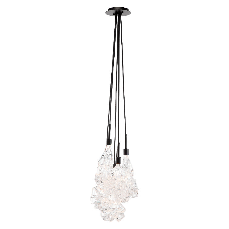 Matte Black Glass LED Cluster Pendant Light