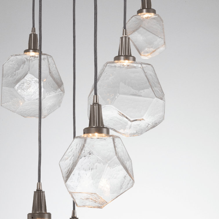 Gem 9-Light Flat Bronze LED Cluster Pendant with Clear Glass Shades